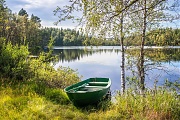 Пейзаж с лодкой у озера. Соловки
