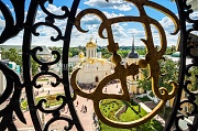 Вид на Лавру из окна колокольни через решетку. г. Сергиев Посад
