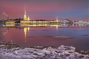 Петропавловская крепость и льдины. г. Санкт-Петербург