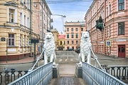 Белые львы на мосту. г. Санкт-Петербург