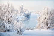 Зимняя река, зимний пейзаж Подмосковья