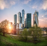 Москва-Сити на закатном небе. г.Москва