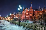 Новогодняя Москва. Фонари морозной ночью и Исторический музей