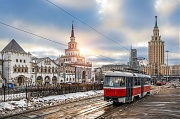 Трамвай у Казанского вокзала в Москве