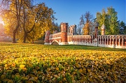г. Москва Фигурный мост и листья в золотом осеннем Царицыно