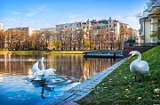 Два лебедя, Патриаршие пруды, Москва