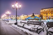 Снежные скамейки на Манежной площади, Новый год, Москва